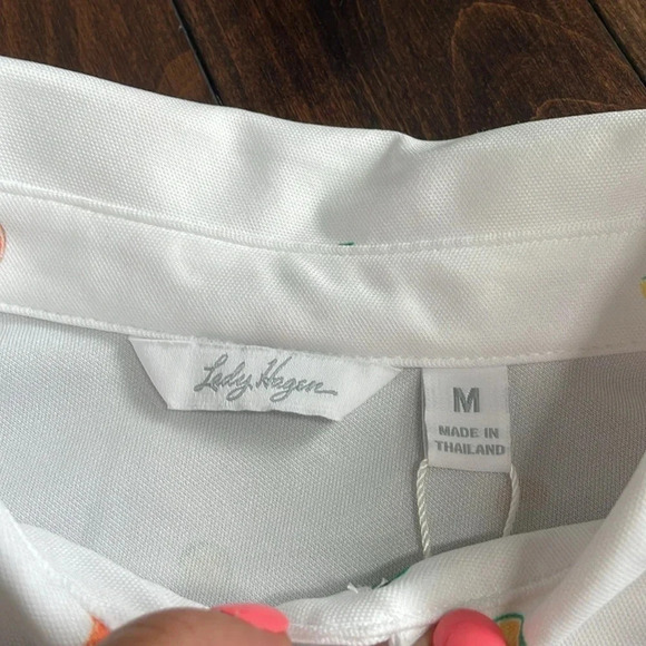 Lady Hagen Sleeveless Golf Polo shirt White Fruit print Size M NWT Tennis Active - Picture 4 of 12